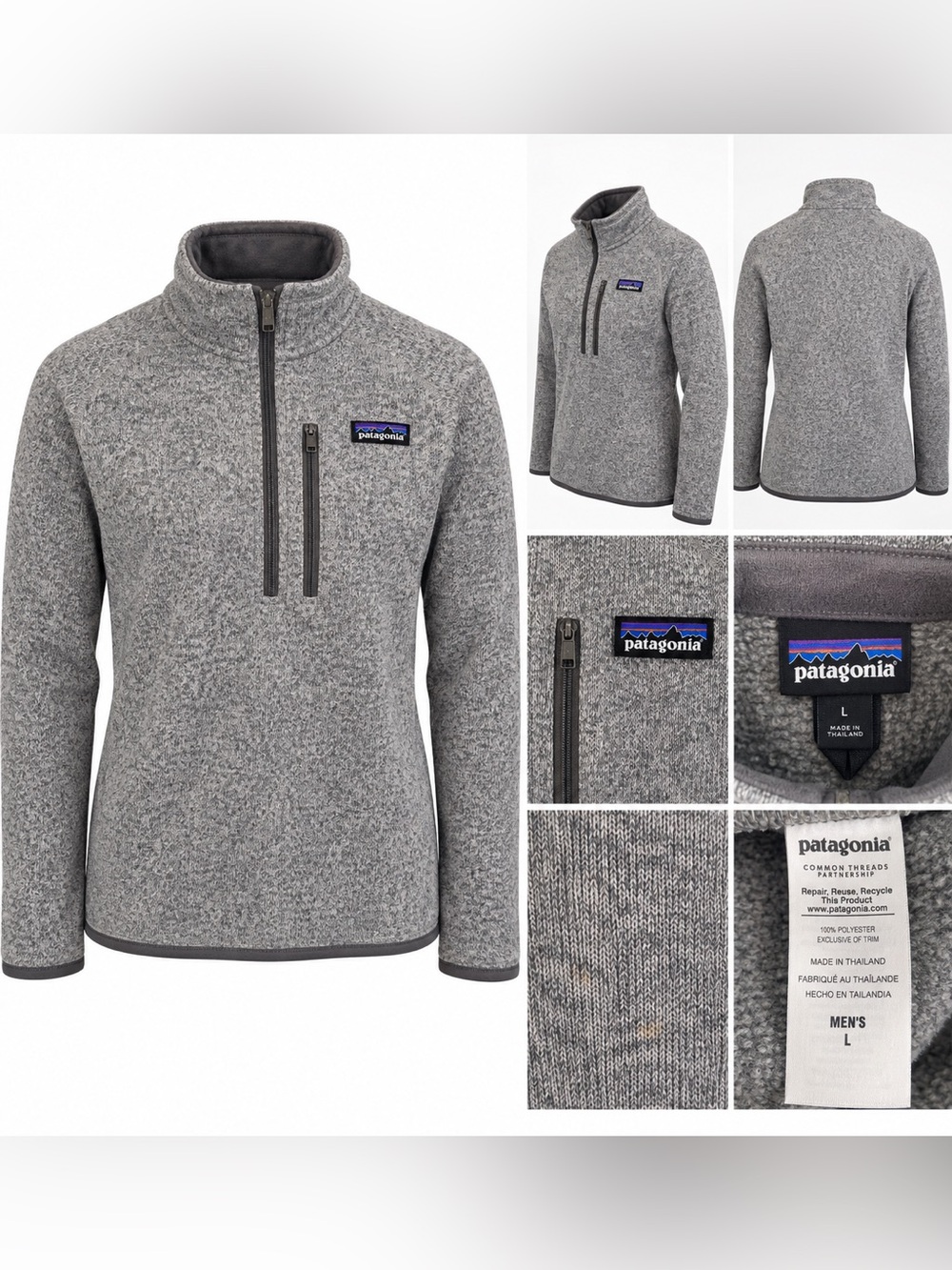 Patagonia Better Sweater 1/4 Zip Pullover Men’s Large Gray Fleece Jacket